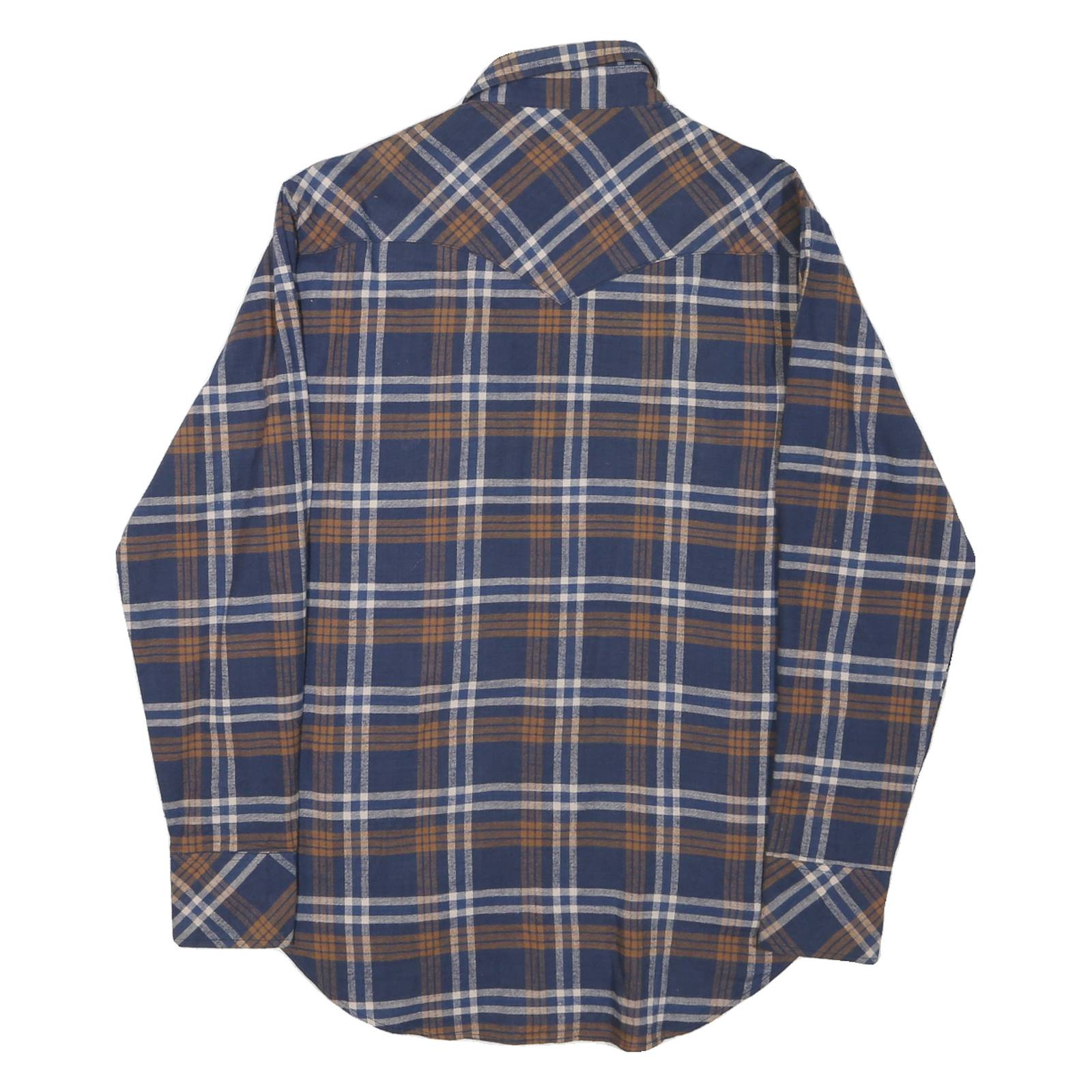 PACICO Mens Blue & Brown Check Shirt M Cotton Casual Long Sleeve Buttons