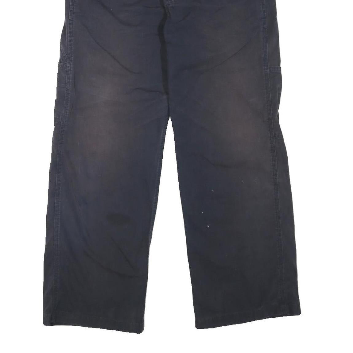 CARHARTT Mens Cotton Blend Navy Blue Regular Straight Trousers W36 L28 Workwear