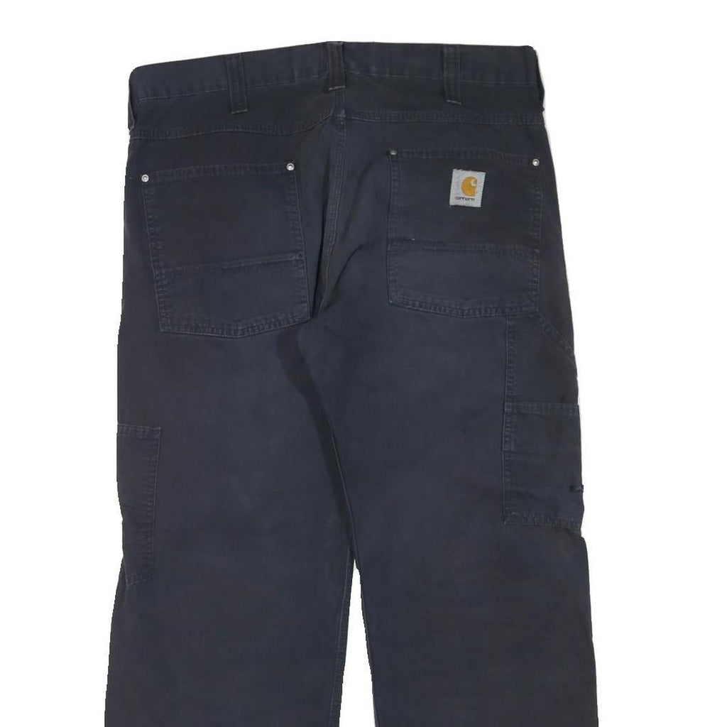 CARHARTT Mens Cotton Blend Navy Blue Regular Straight Trousers W36 L28 Workwear