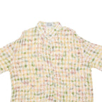 KOBY Womens Yellow & Green Printed Shirt Short Sleeve Collared L Lightweight