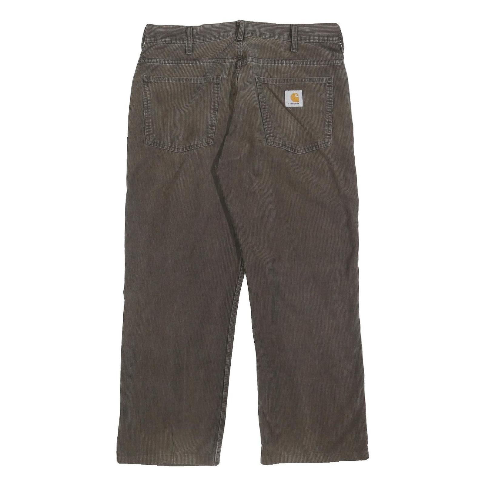 CARHARTT Mens Cotton Brown Regular Straight Trousers W33 L29 Zip Closure Casual