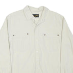 WRANGLER Mens Cream & White Shirt L Long Sleeve Button Front Two Pockets