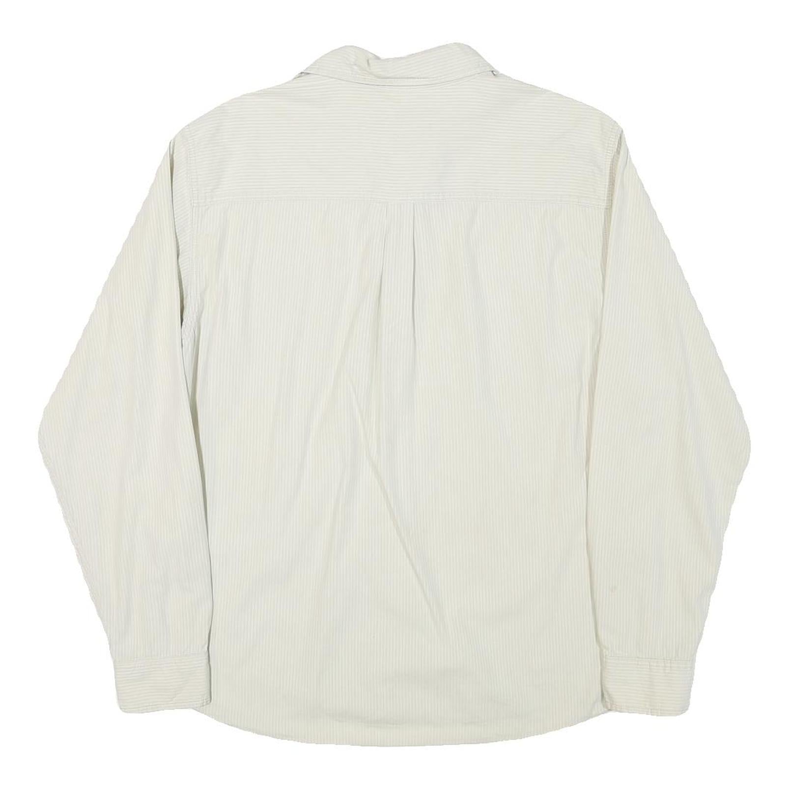 WRANGLER Mens Cream & White Shirt L Long Sleeve Button Front Two Pockets