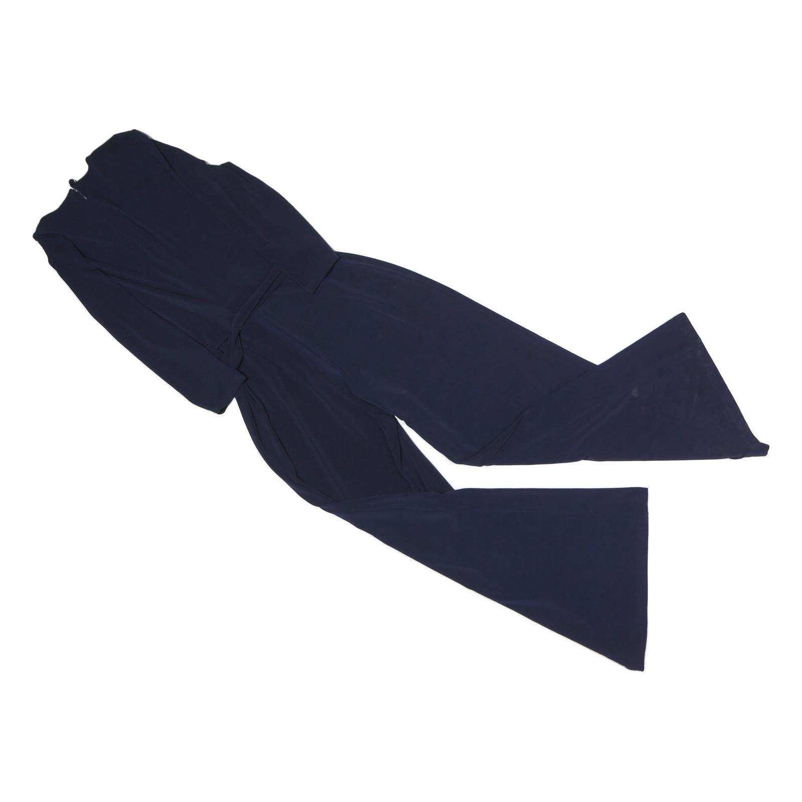 LAUREN RALPH LAUREN Womens Navy Playsuit Polyester XS Belted Elegant