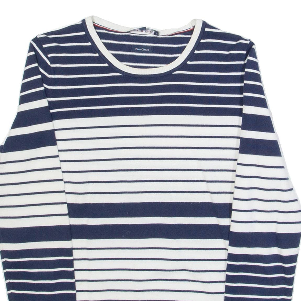 TOMMY HILFIGER Womens Patterned Jumper Blue Striped Tight Knit XS