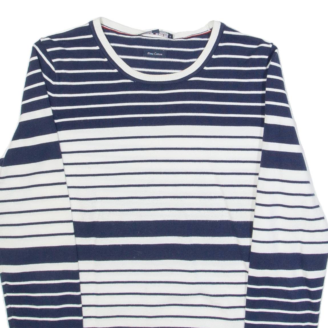 TOMMY HILFIGER Womens Patterned Jumper Blue Striped Tight Knit XS