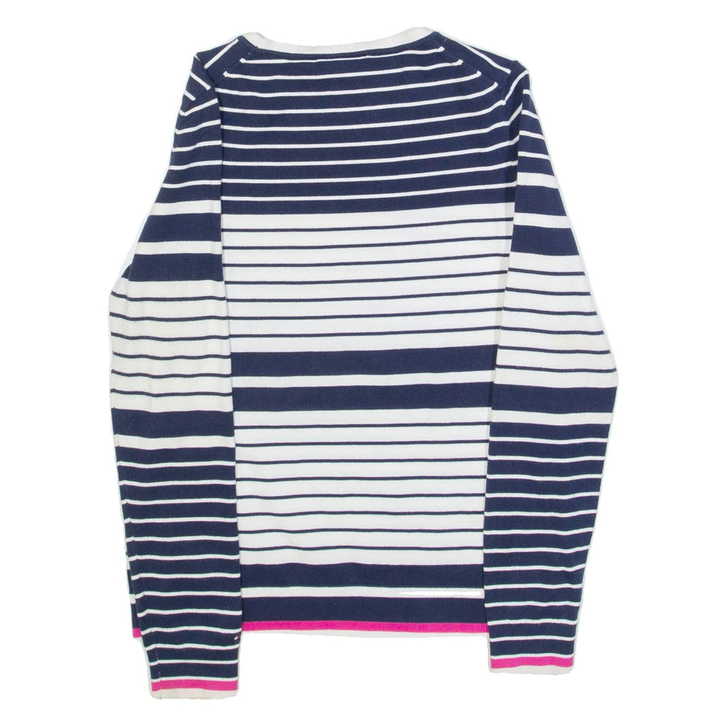 TOMMY HILFIGER Womens Patterned Jumper Blue Striped Tight Knit XS
