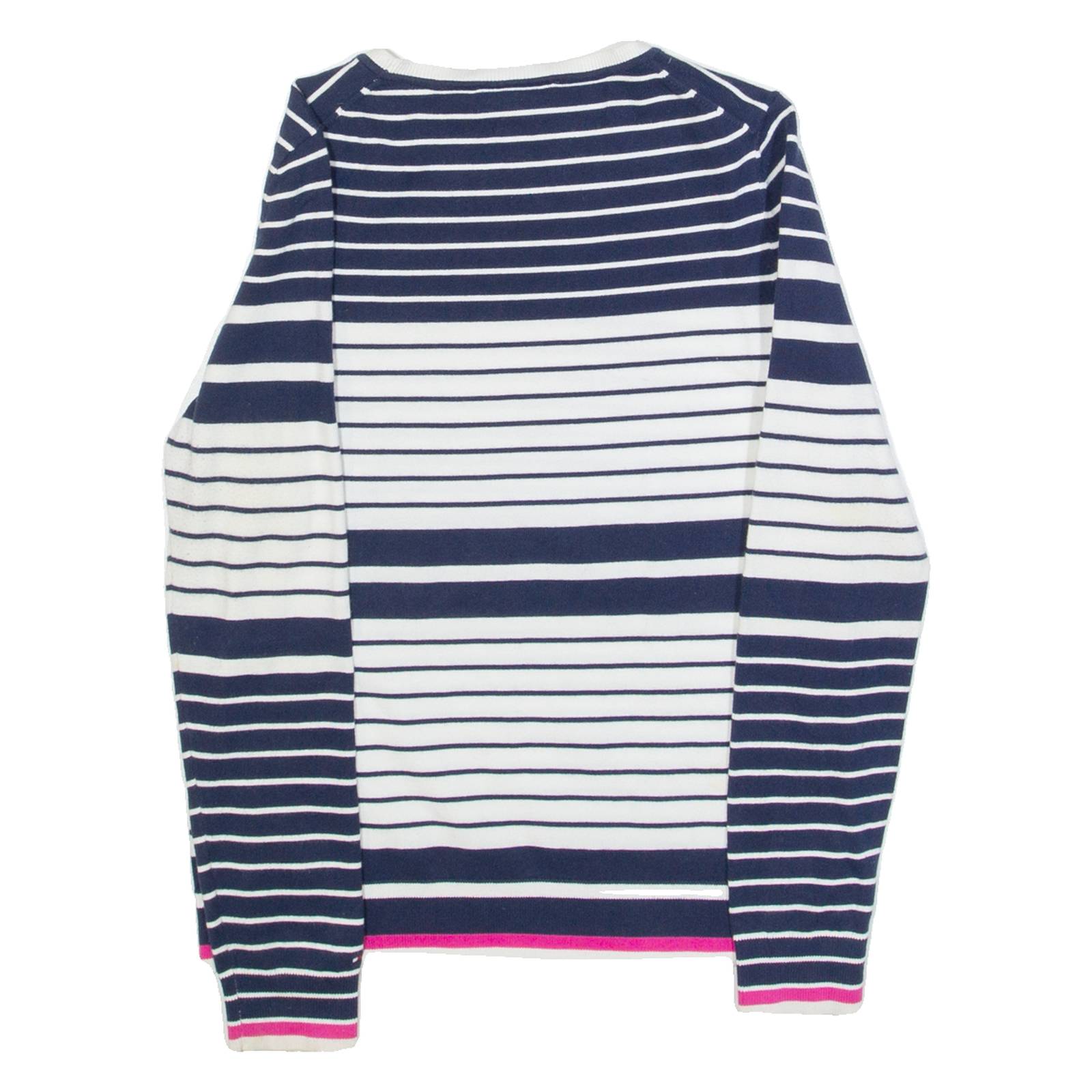 TOMMY HILFIGER Womens Patterned Jumper Blue Striped Tight Knit XS