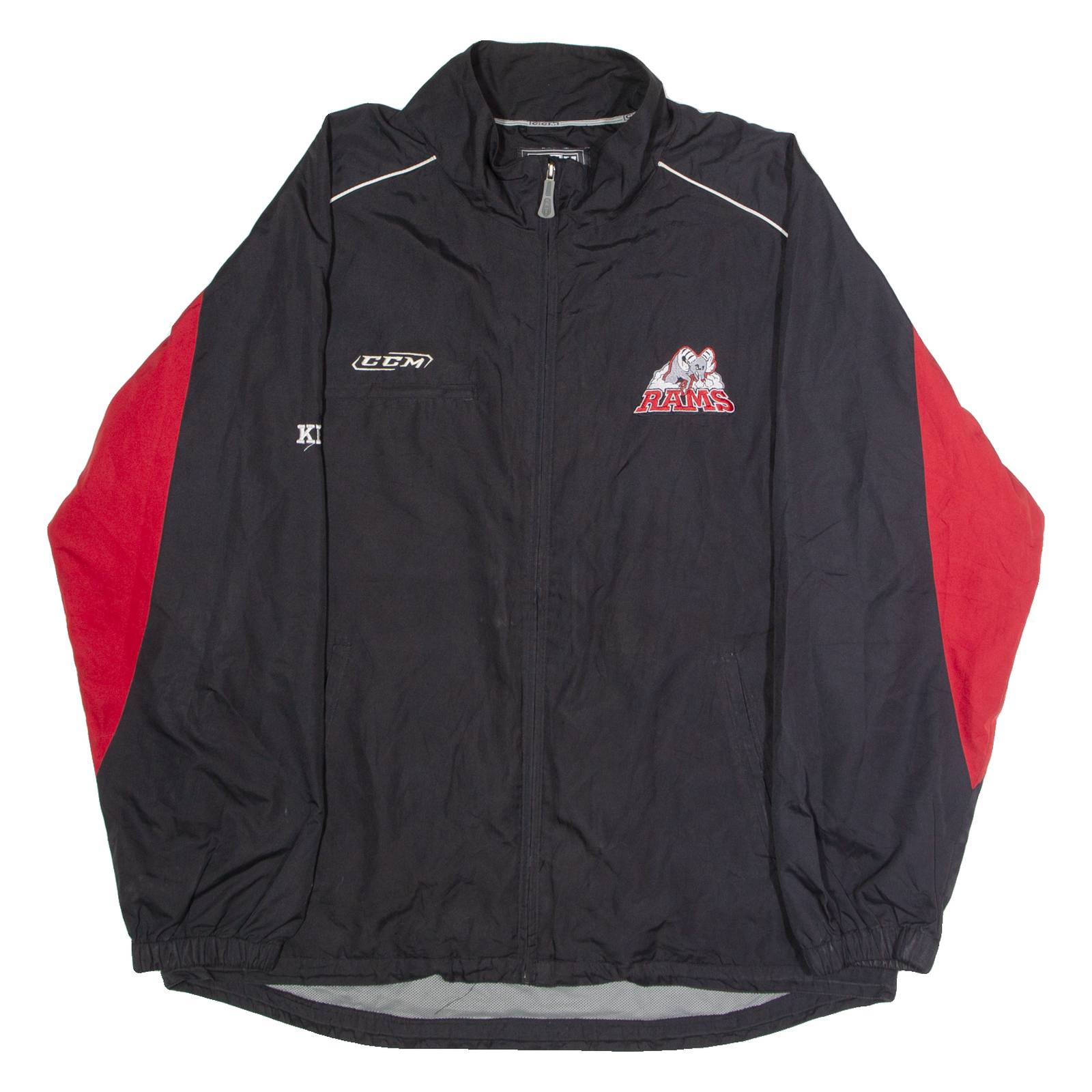 CCM Stittsville Rams Ice Hockey 'Kevin' Mens Windbreaker Jacket Black 90s USA XL
