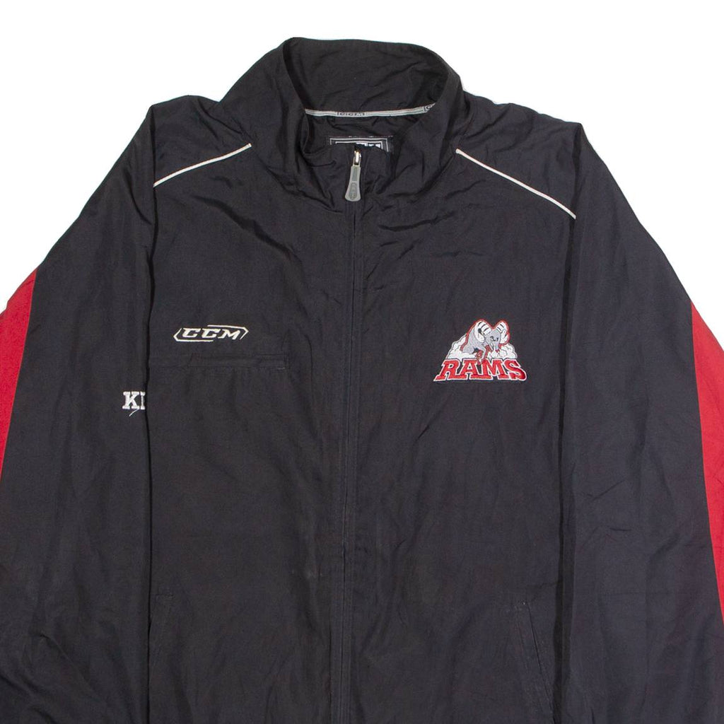 CCM Stittsville Rams Ice Hockey 'Kevin' Mens Windbreaker Jacket Black 90s USA XL