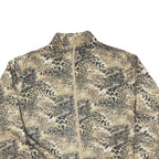 KT GOLF Womens Beige Animal Print Jacket L Polyester Blend Zip Stand-Up Collar