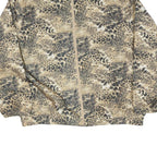 KT GOLF Womens Beige Animal Print Jacket L Polyester Blend Zip Stand-Up Collar