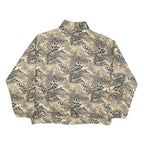KT GOLF Womens Beige Animal Print Jacket L Polyester Blend Zip Stand-Up Collar
