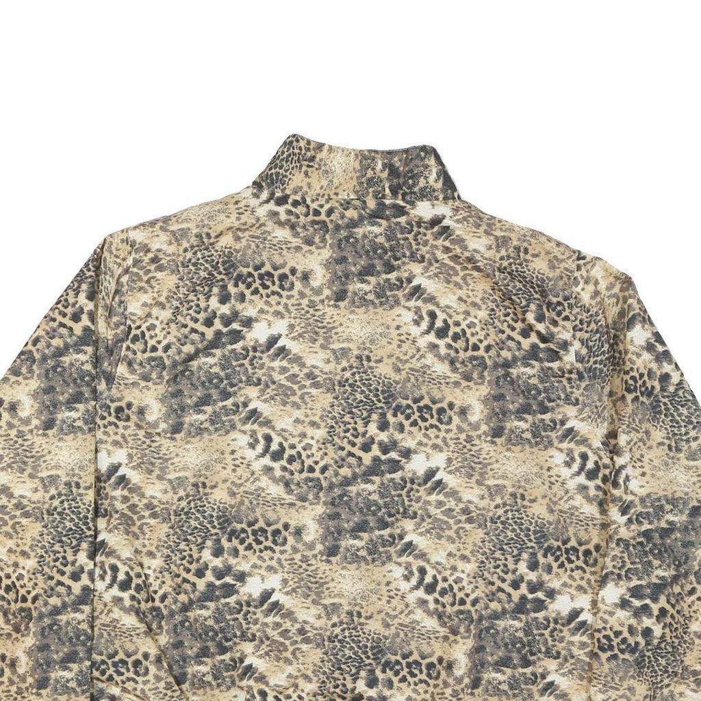 KT GOLF Womens Beige Animal Print Jacket L Polyester Blend Zip Stand-Up Collar