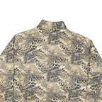 KT GOLF Womens Beige Animal Print Jacket L Polyester Blend Zip Stand-Up Collar