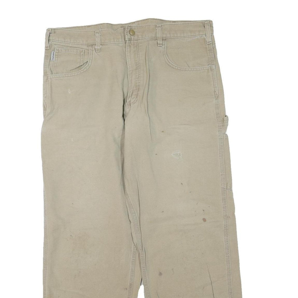 CARHARTT Mens Cotton Blend Beige Regular Fit Straight Leg Trousers W38 L30
