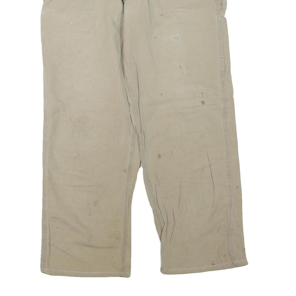 CARHARTT Mens Cotton Blend Beige Regular Fit Straight Leg Trousers W38 L30