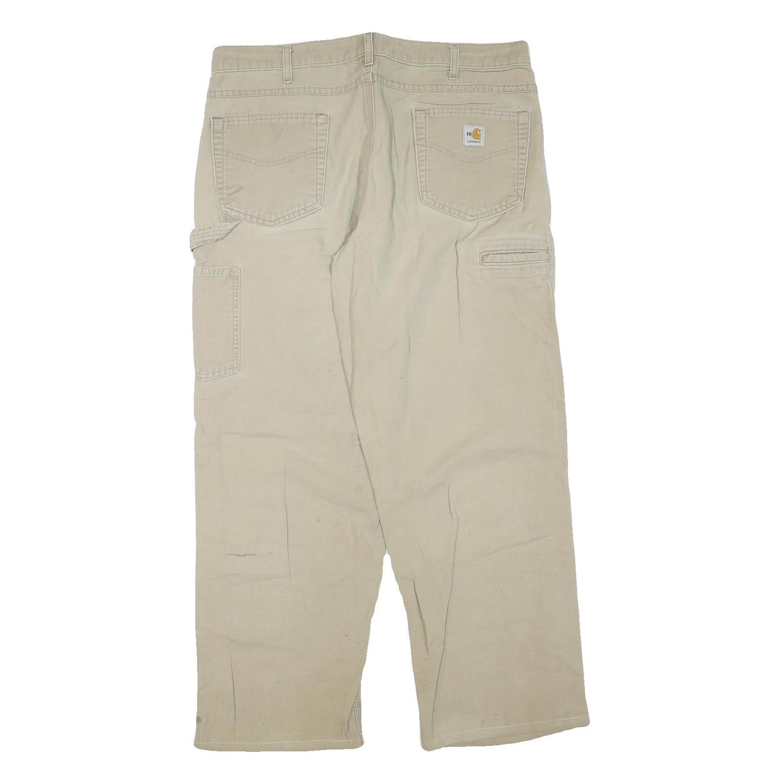 CARHARTT Mens Cotton Blend Beige Regular Fit Straight Leg Trousers W38 L30