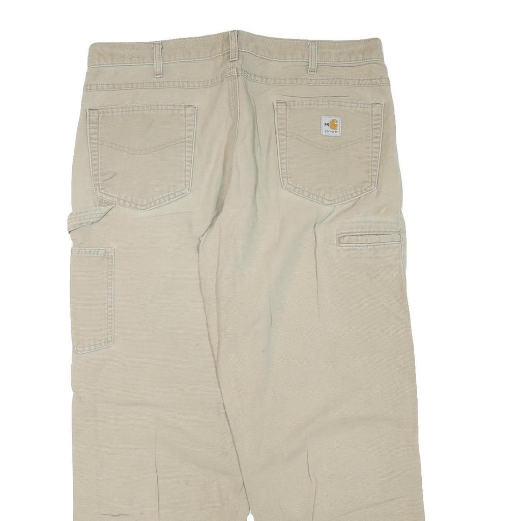 CARHARTT Mens Cotton Blend Beige Regular Fit Straight Leg Trousers W38 L30