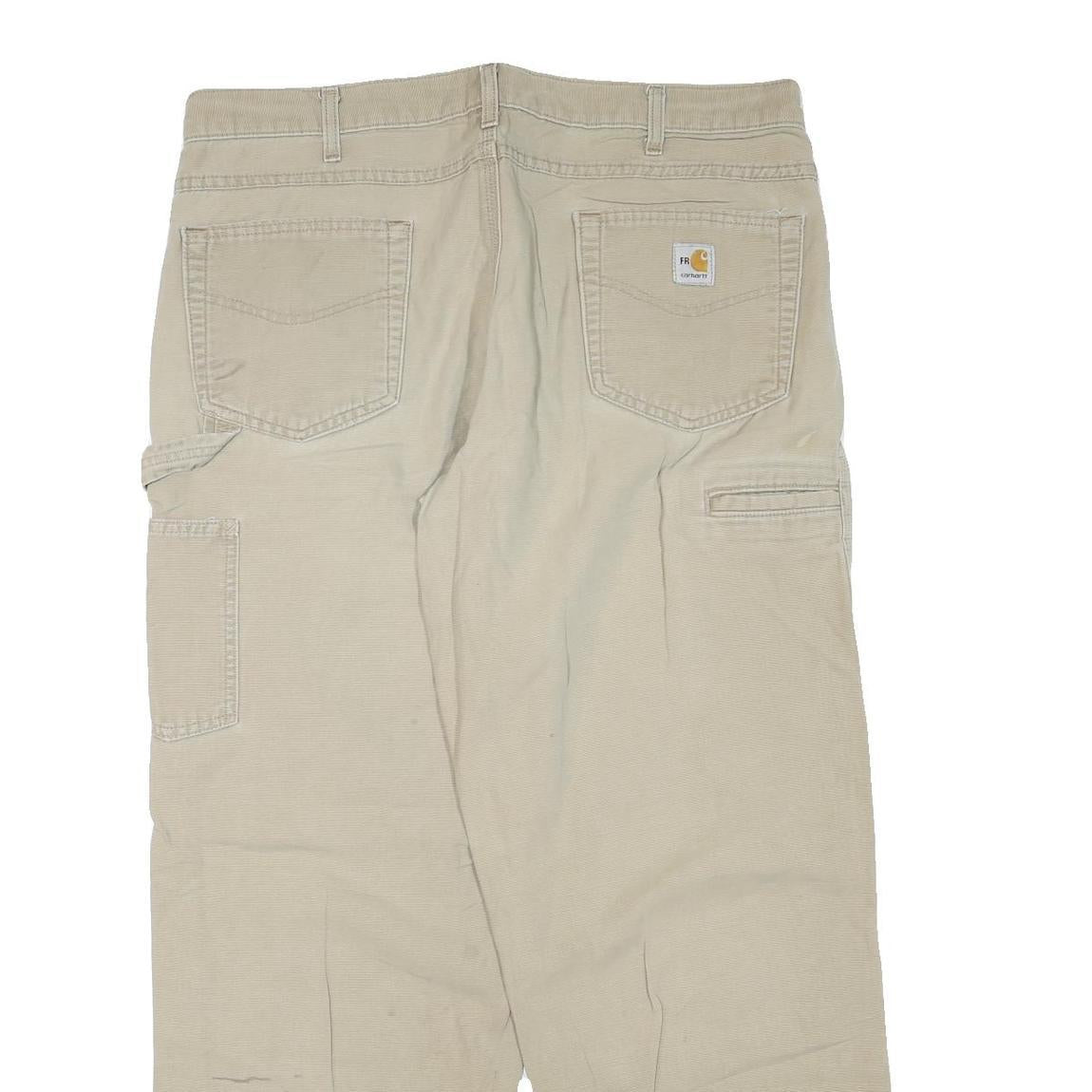CARHARTT Mens Cotton Blend Beige Regular Fit Straight Leg Trousers W38 L30