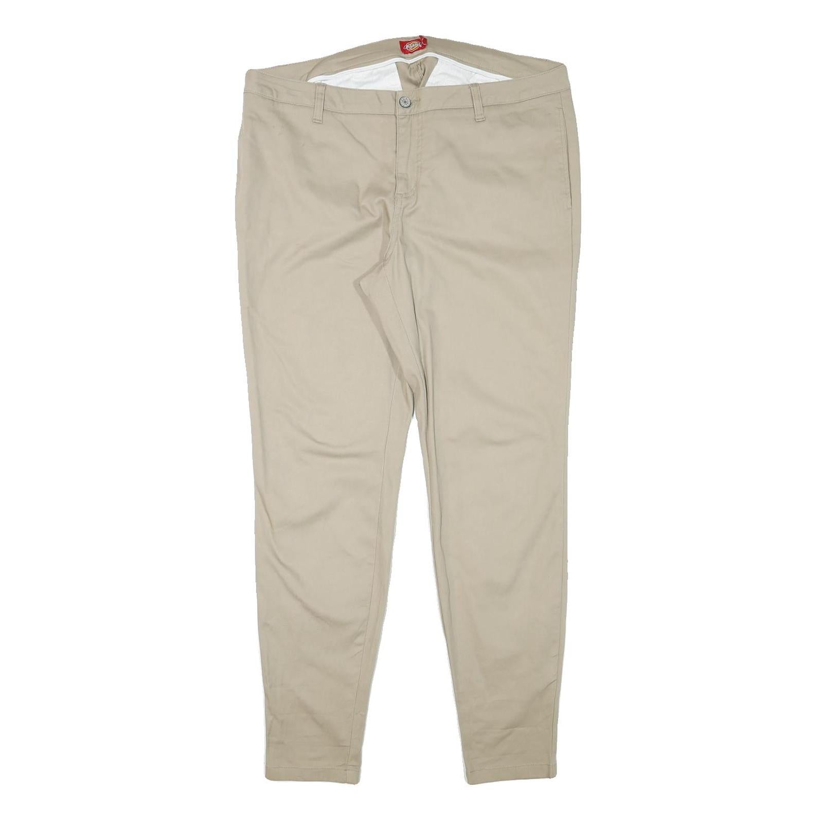 DICKIES Womens Slim Beige Cotton Blend Slim Tapered Trousers W37 L30 Workwear