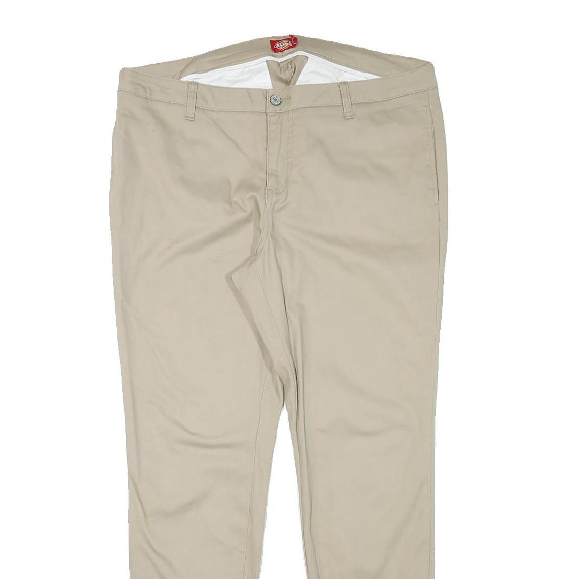 DICKIES Womens Slim Beige Cotton Blend Slim Tapered Trousers W37 L30 Workwear