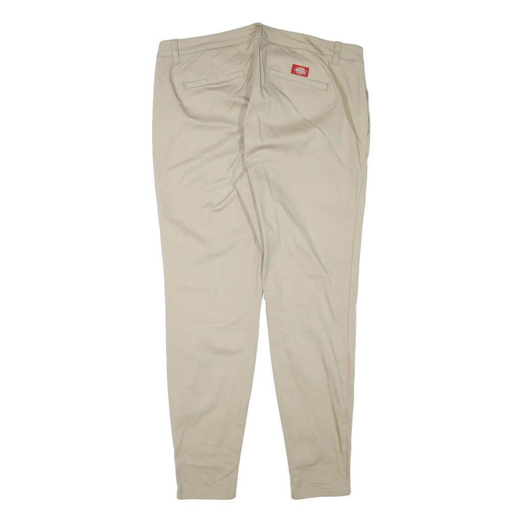 DICKIES Womens Slim Beige Cotton Blend Slim Tapered Trousers W37 L30 Workwear