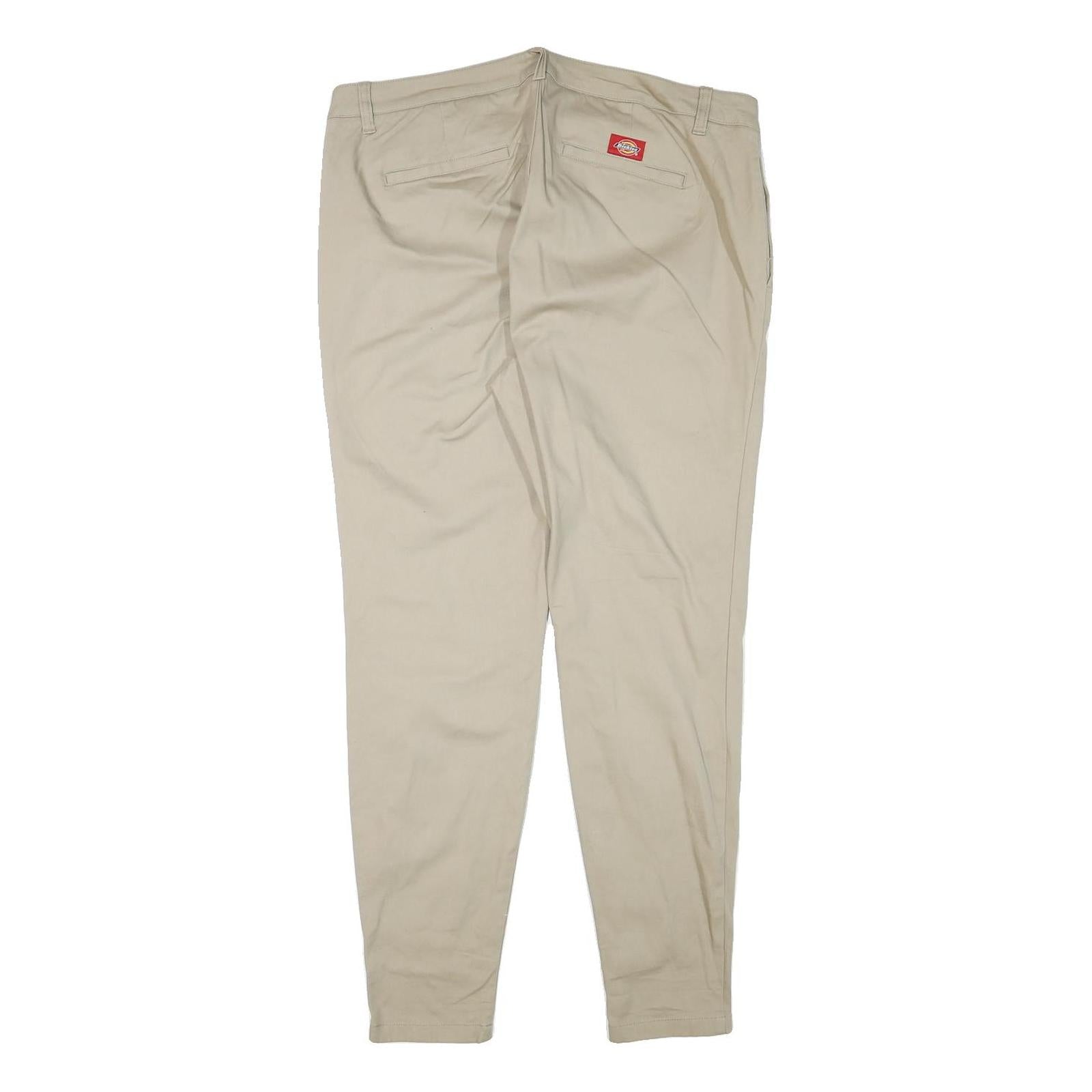 DICKIES Womens Slim Beige Cotton Blend Slim Tapered Trousers W37 L30 Workwear