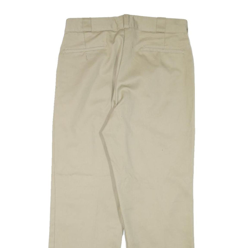 DICKIES Mens Regular Fit Beige Cotton Blend Trousers W32 L29 Classic Zip Closure