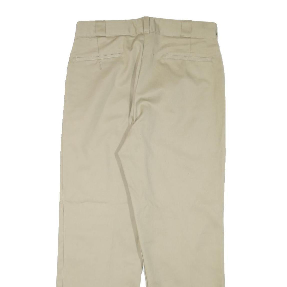 DICKIES Mens Regular Fit Beige Cotton Blend Trousers W32 L29 Classic Zip Closure