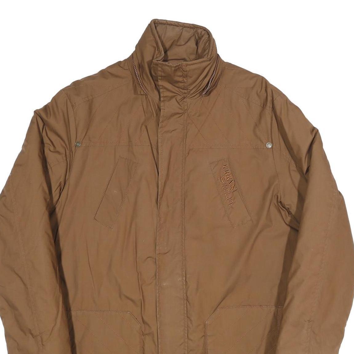 Womens Brown Polyester Blend Plain Zip Jacket S Casual Outdoor Warm