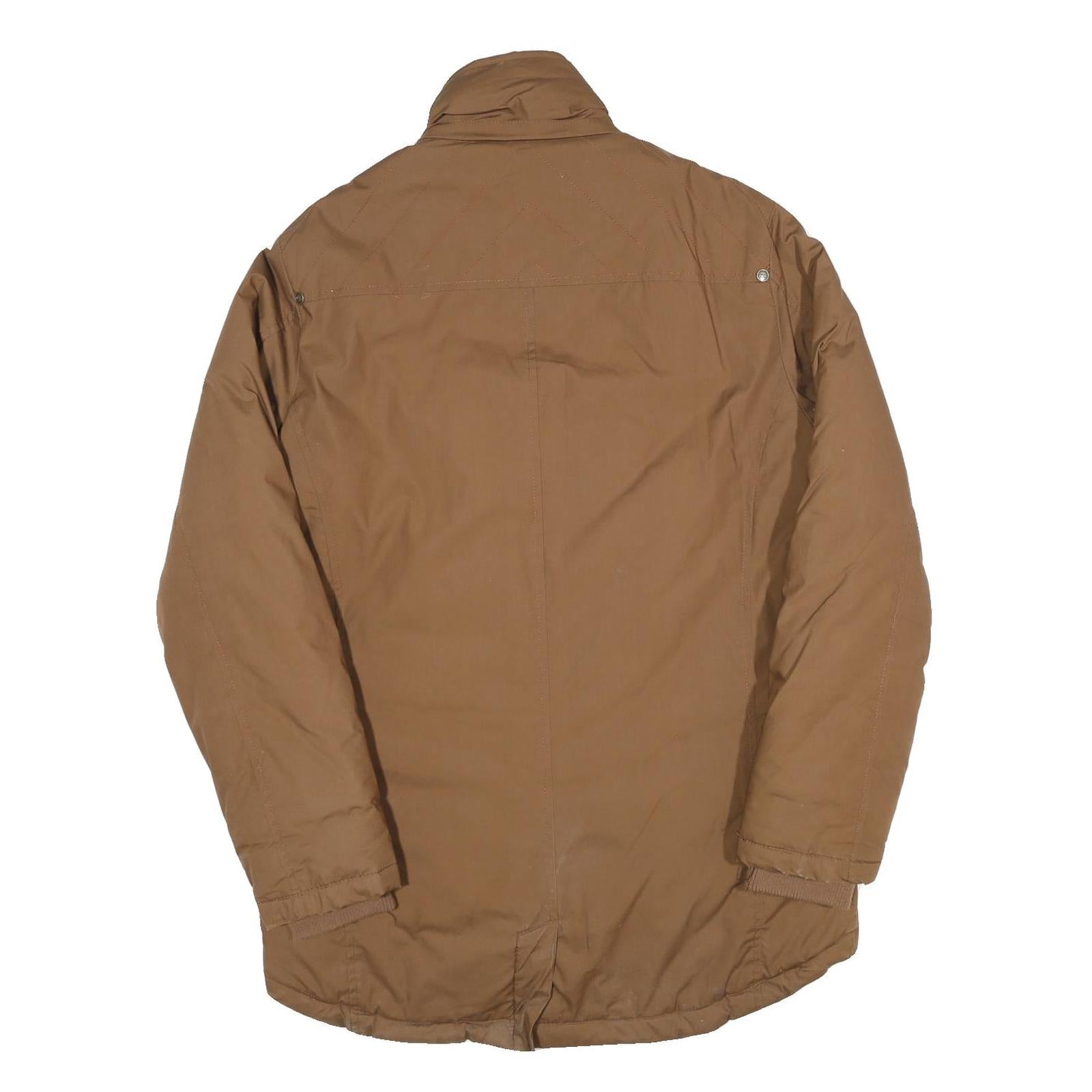 Womens Brown Polyester Blend Plain Zip Jacket S Casual Outdoor Warm