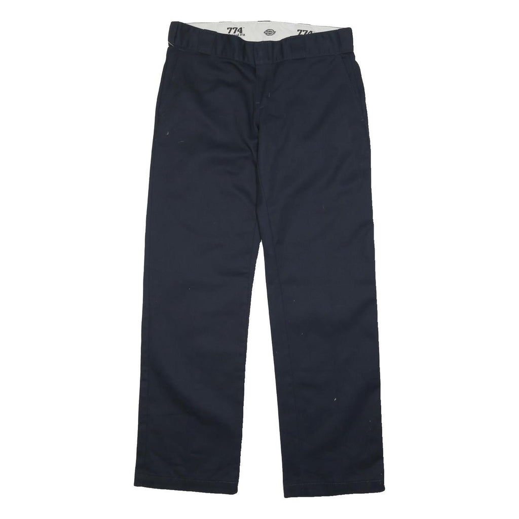 DICKIES Womens Polyester Blend Navy Regular Fit Straight Trousers W32 L32