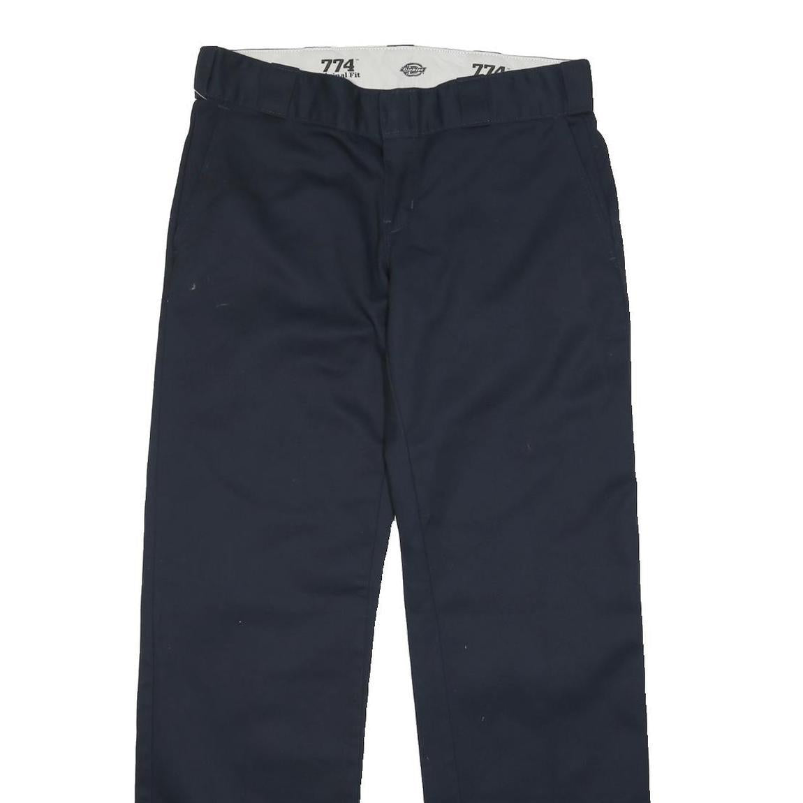 DICKIES Womens Polyester Blend Navy Regular Fit Straight Trousers W32 L32