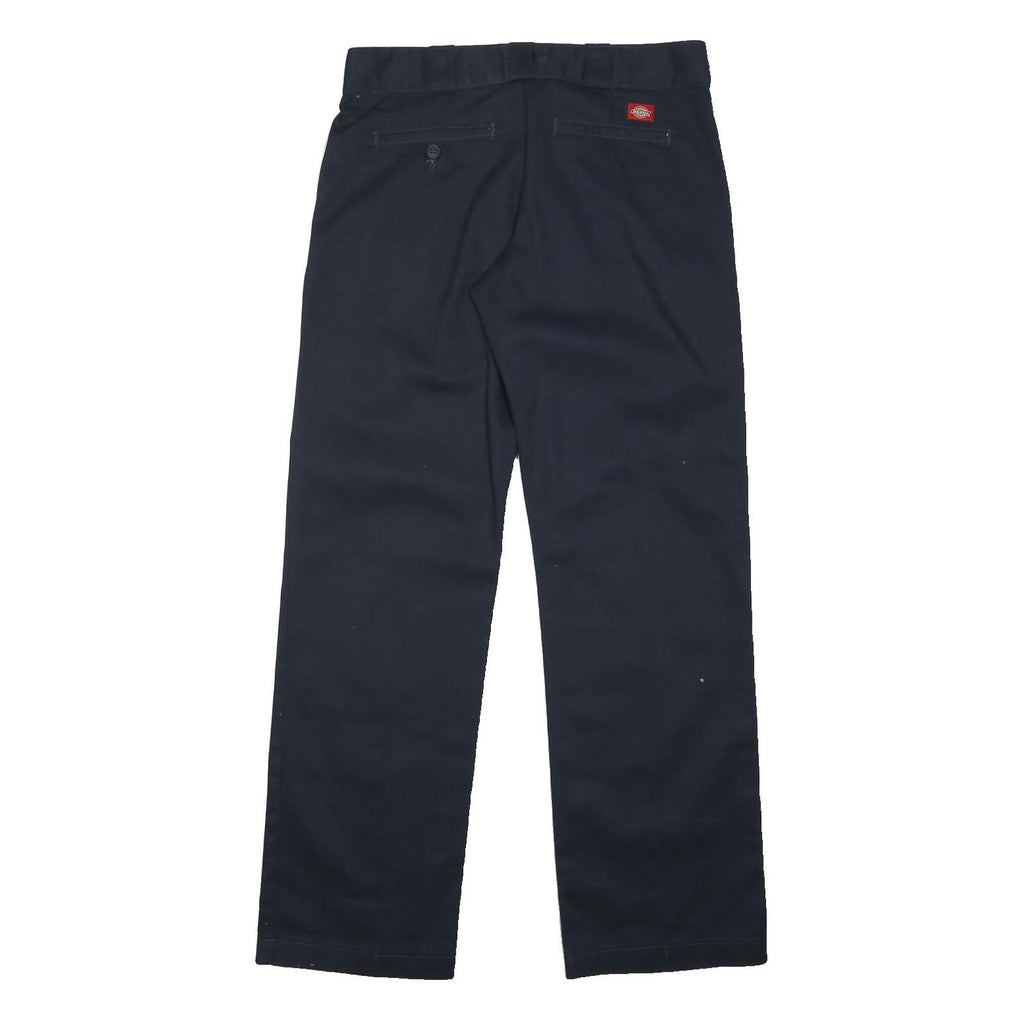DICKIES Womens Polyester Blend Navy Regular Fit Straight Trousers W32 L32