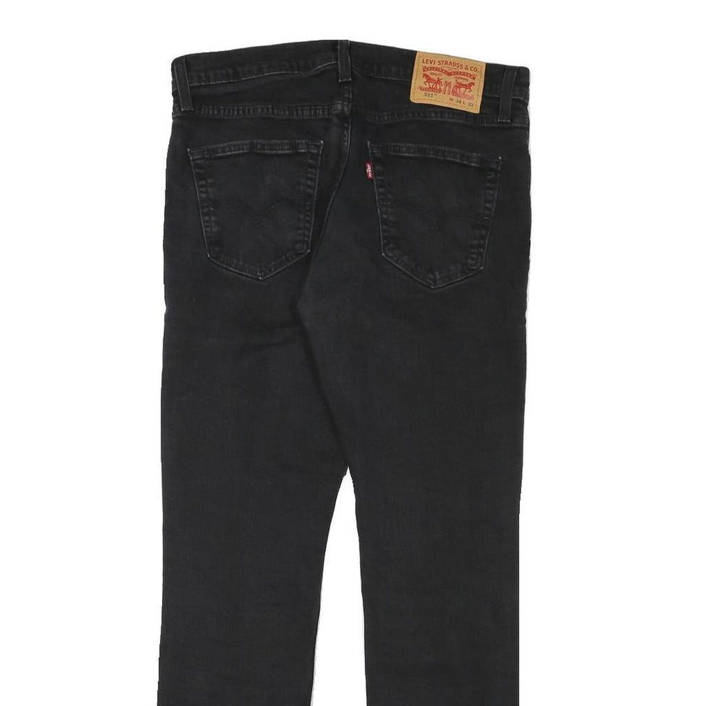 LEVI'S Mens Black Regular Fit Straight Denim Jeans W31 L29 Zip Cotton Blend