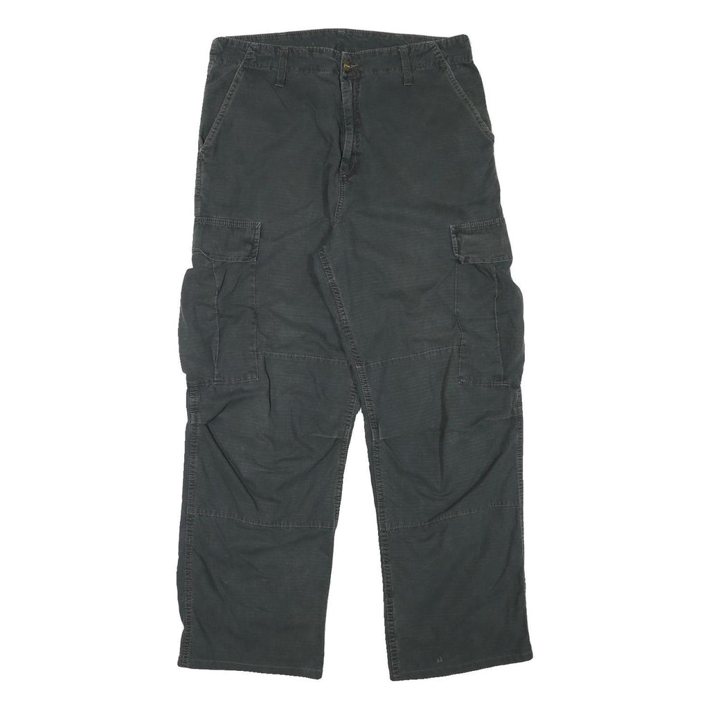 CARHARTT Mens Cotton Blend Black Relaxed Cargo Trousers W33 L29 Workwear Utility