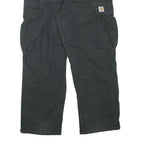 CARHARTT Mens Cotton Blend Black Relaxed Cargo Trousers W33 L29 Workwear Utility
