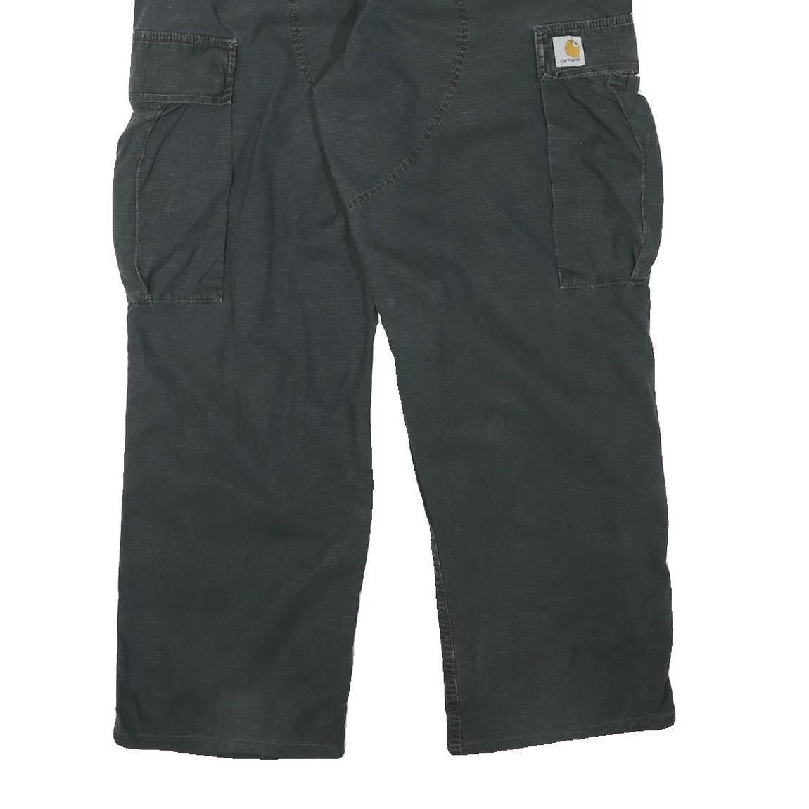 CARHARTT Mens Cotton Blend Black Relaxed Cargo Trousers W33 L29 Workwear Utility