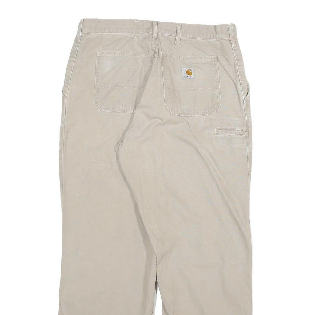 CARHARTT Mens Cotton Blend Beige Relaxed Straight Trousers W33 L30 Workwear