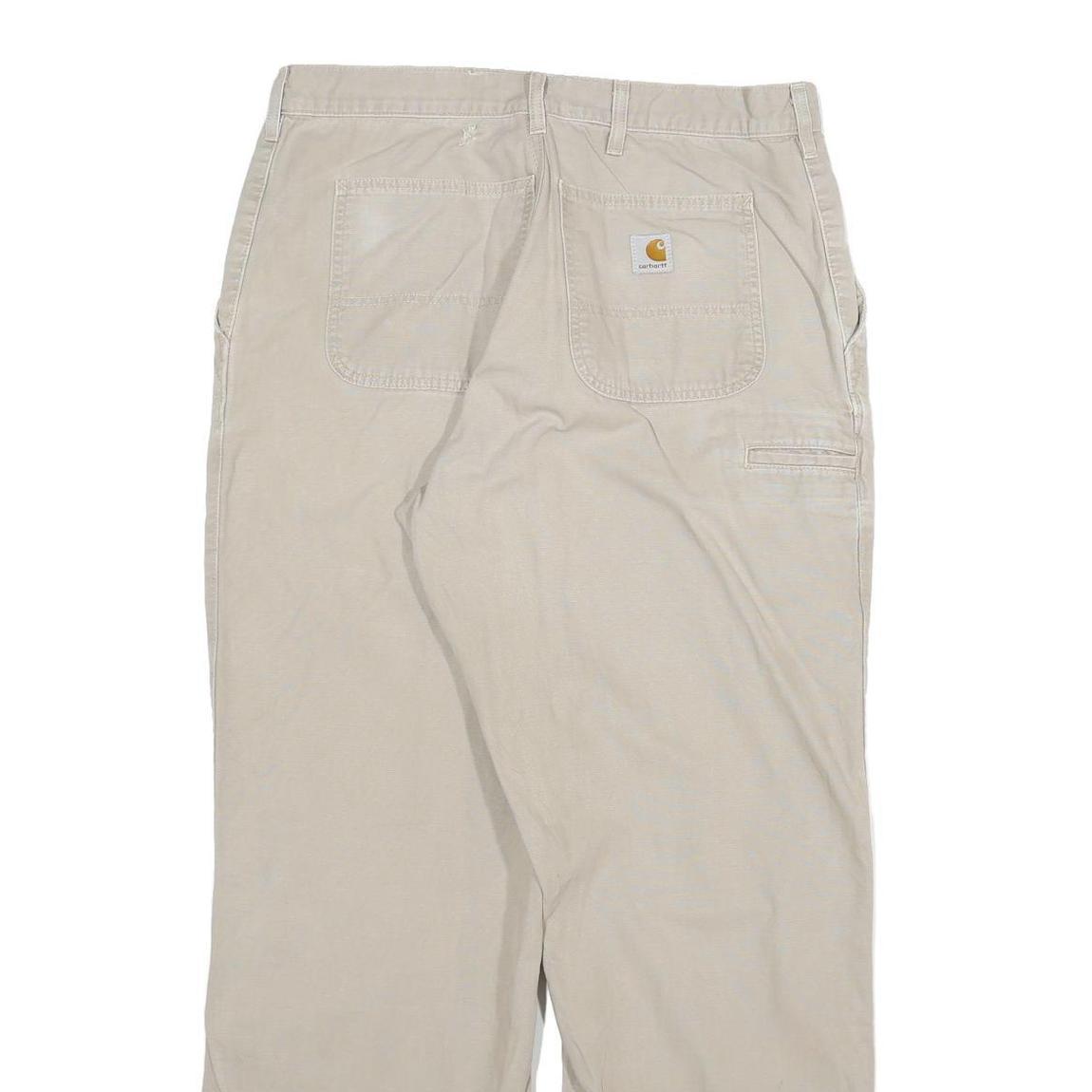 CARHARTT Mens Cotton Blend Beige Relaxed Straight Trousers W33 L30 Workwear