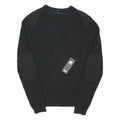 FILA Mens Black Plain Crew Neck Basic Knit Jumper S Cotton Blend Comfort Casual