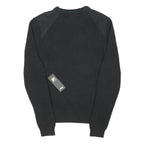 FILA Mens Black Plain Crew Neck Basic Knit Jumper S Cotton Blend Comfort Casual