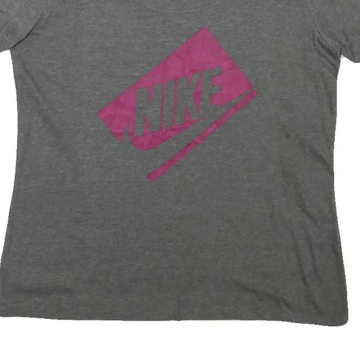 NIKE Womens Grey Pink Graphic T-Shirt M Short Sleeve Crew Neck Casual