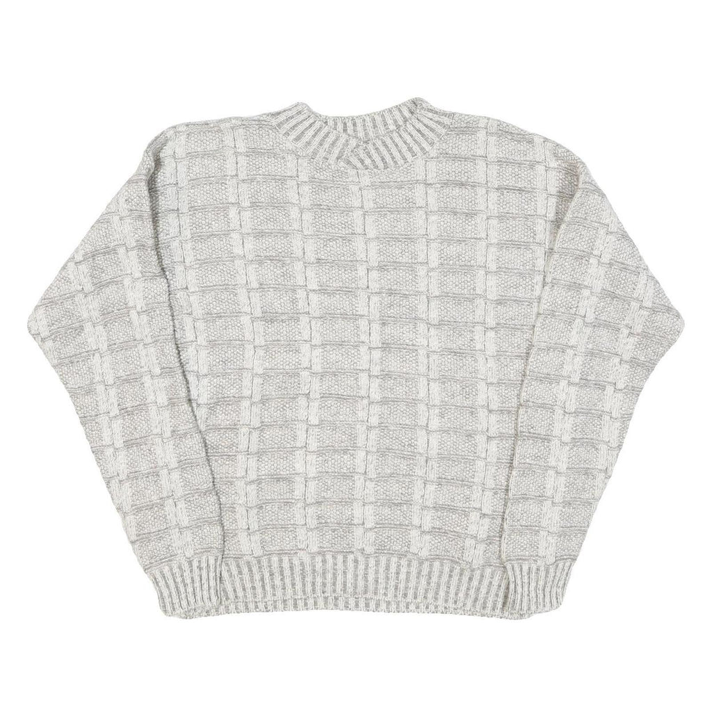 CROSSINGS Mens Cream Patterned Jumper Crew Neck Basic Knit L Wool Blend