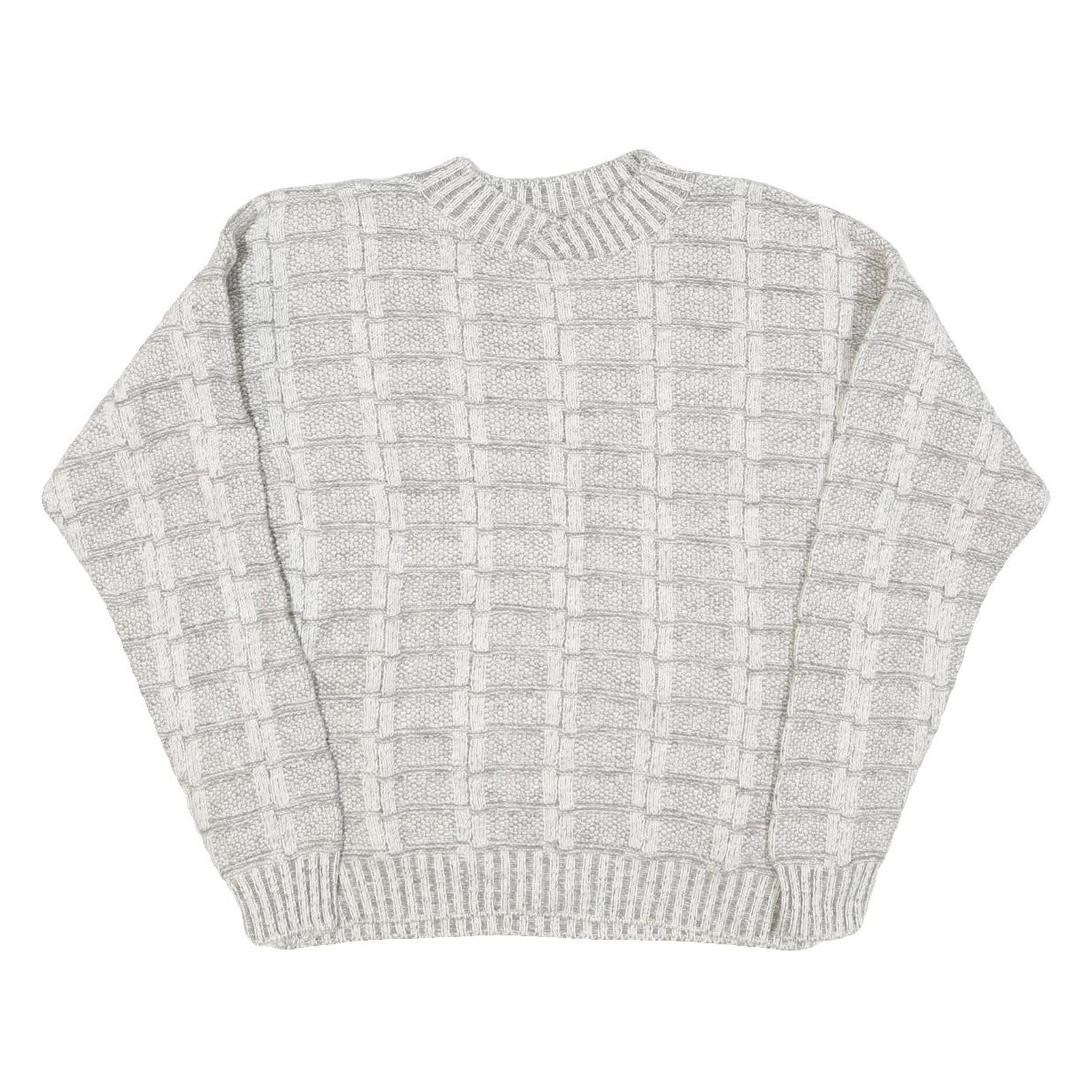 CROSSINGS Mens Cream Patterned Jumper Crew Neck Basic Knit L Wool Blend