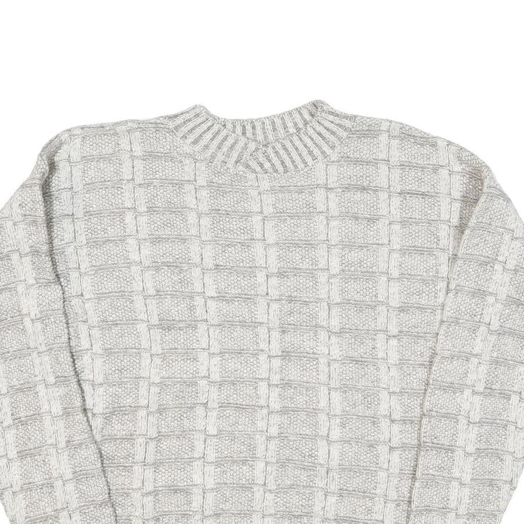 CROSSINGS Mens Cream Patterned Jumper Crew Neck Basic Knit L Wool Blend