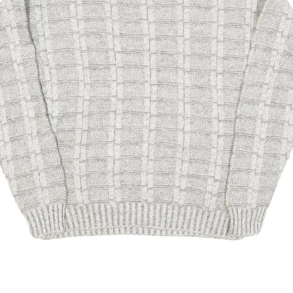 CROSSINGS Mens Cream Patterned Jumper Crew Neck Basic Knit L Wool Blend