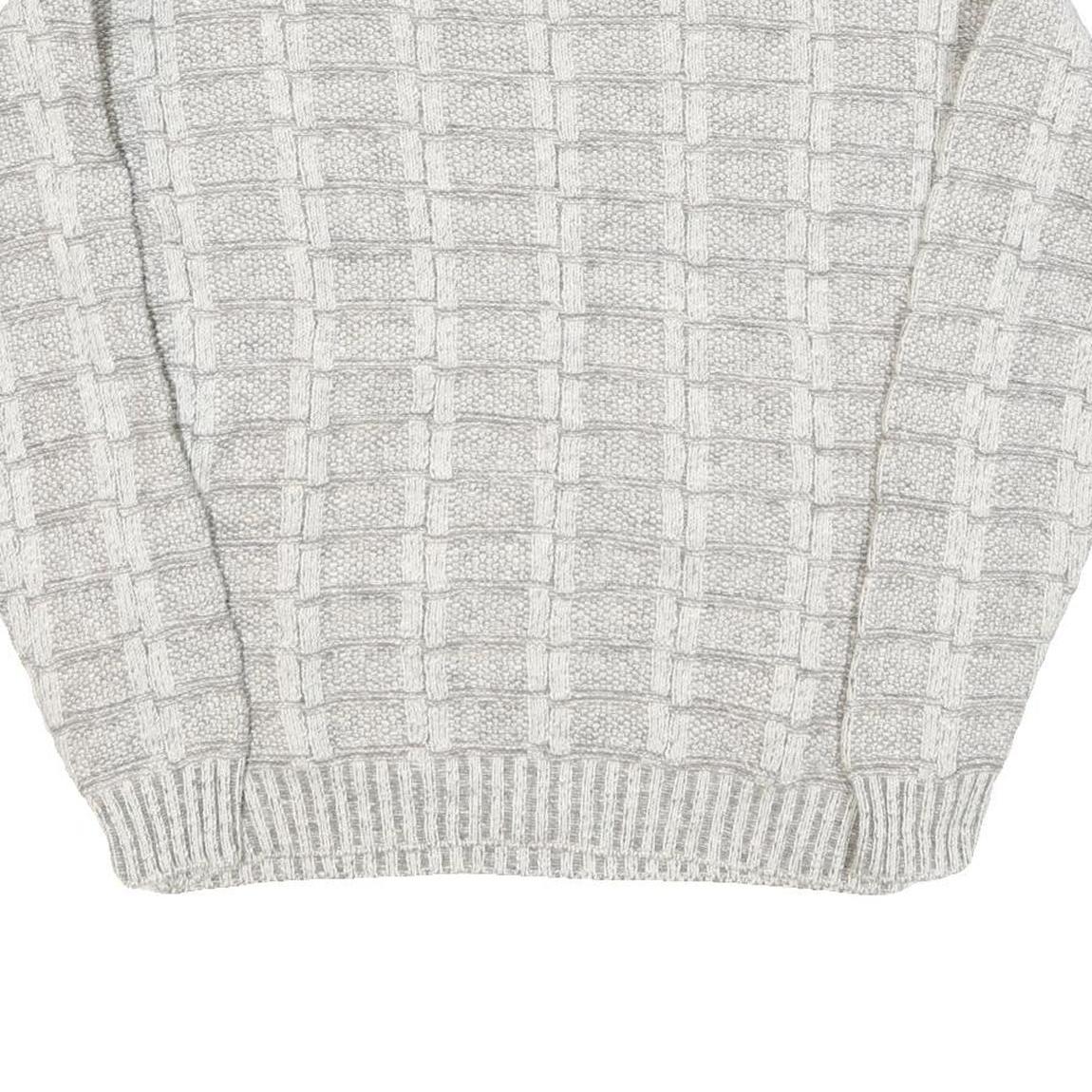 CROSSINGS Mens Cream Patterned Jumper Crew Neck Basic Knit L Wool Blend