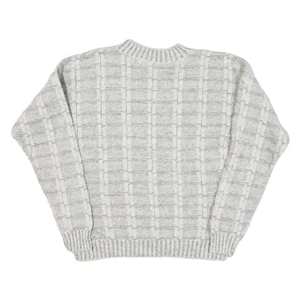 CROSSINGS Mens Cream Patterned Jumper Crew Neck Basic Knit L Wool Blend